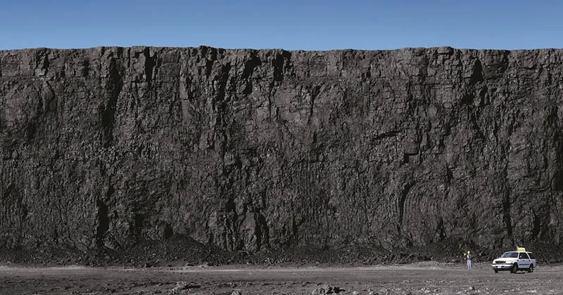 北羚羊罗谢尔煤矿的煤缝。