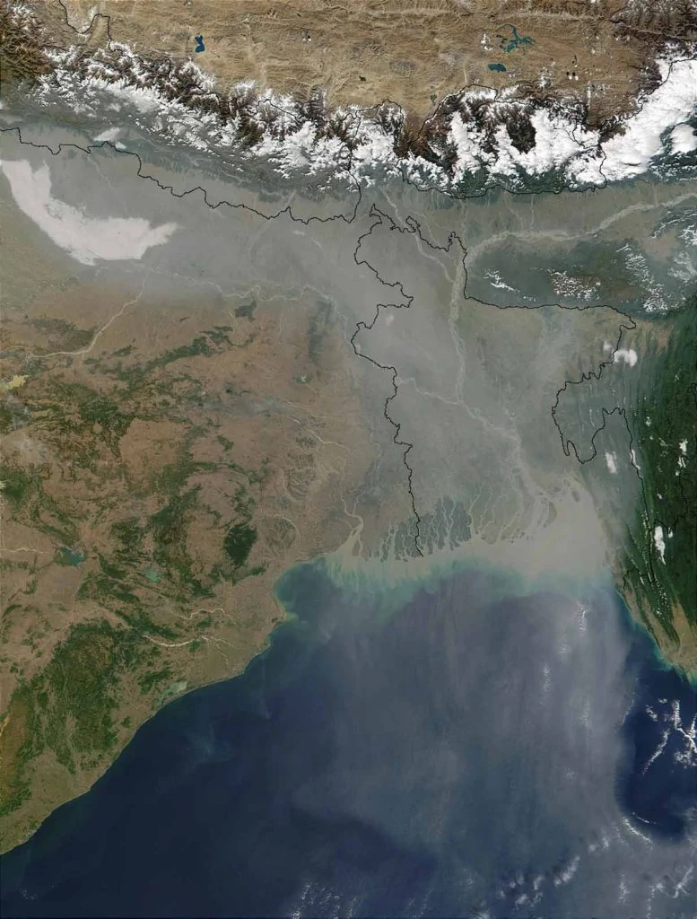 印度上空气溶胶污染的卫星图像